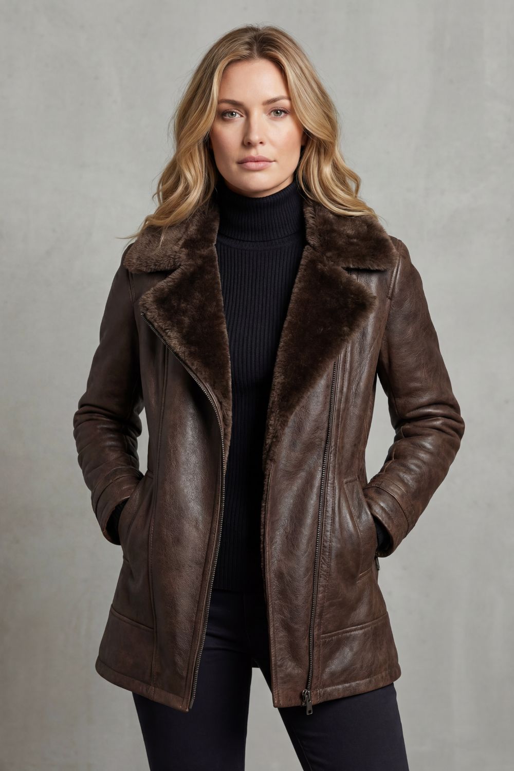 RAVEN | Shearling-lined elegance – Leather jacket