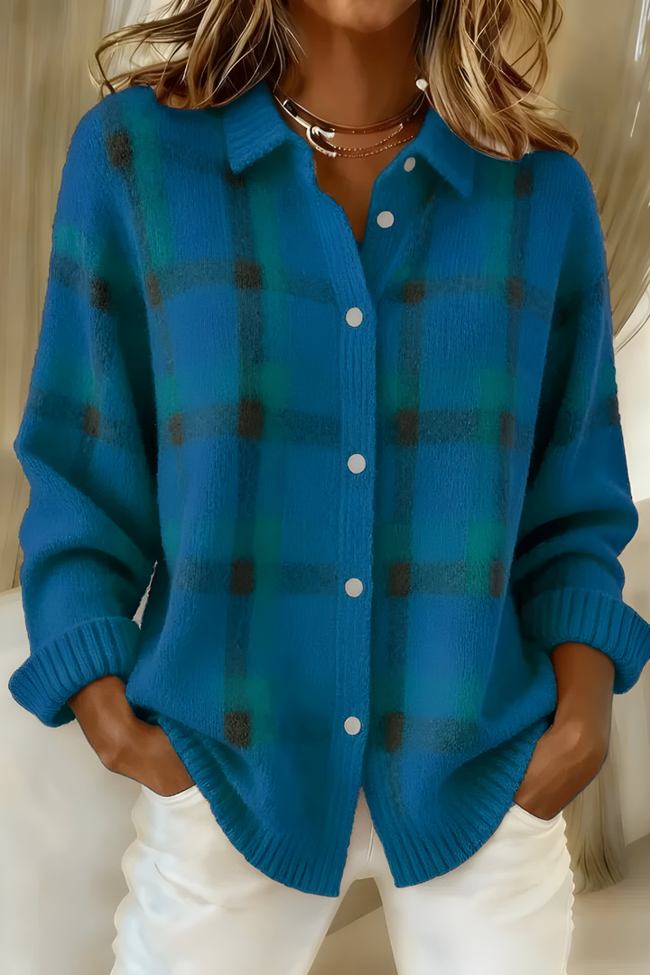 Indra | Checked Knit Cardigan